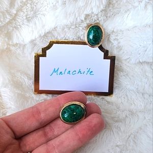 Malachite clip on earrings